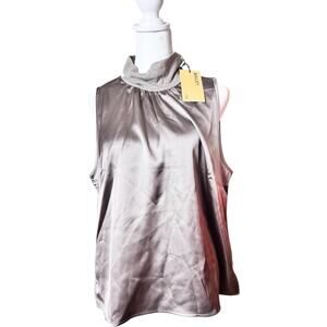 Bailey 44  Elegant Silky Sleeveless Mock Neck  Blouse Sz L NWT